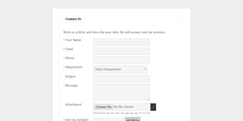 Ajax Contact Form with Attachment 