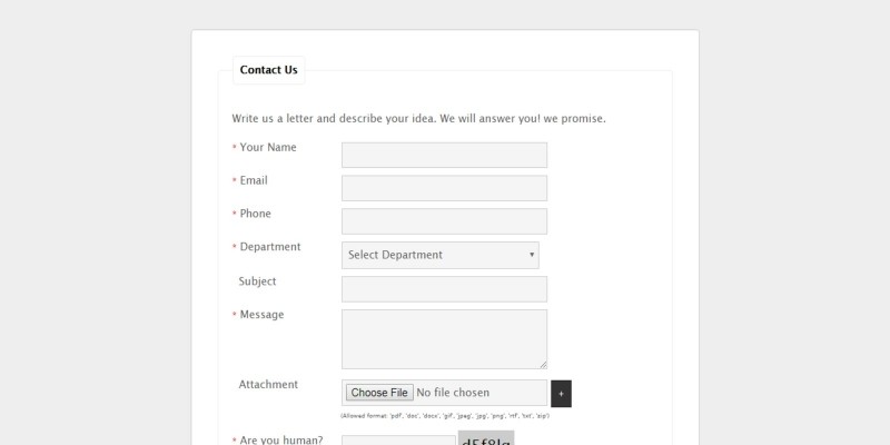 Ajax Contact Form with Attachment 