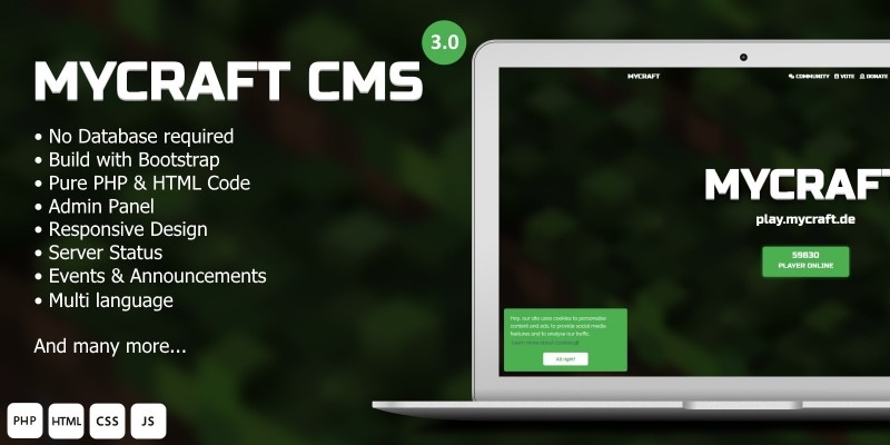 Mycraft - Minecraft Server Landing Page CMS