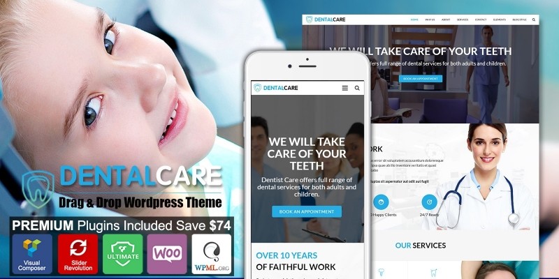 Dentist - Dental One Page WordPress Theme