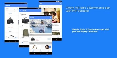 Clothy Ionic 3 Ecommerce App With PHP backend