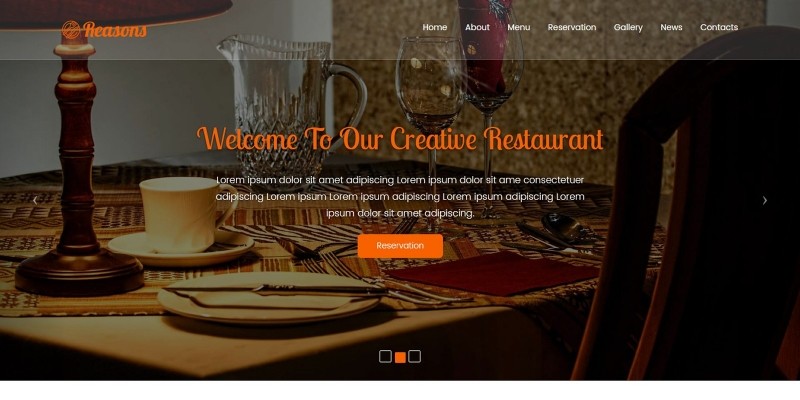 Reasons - Restaurant One page Template