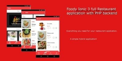 Foody Ionic 3 Full Restaurant App With PHP Backend