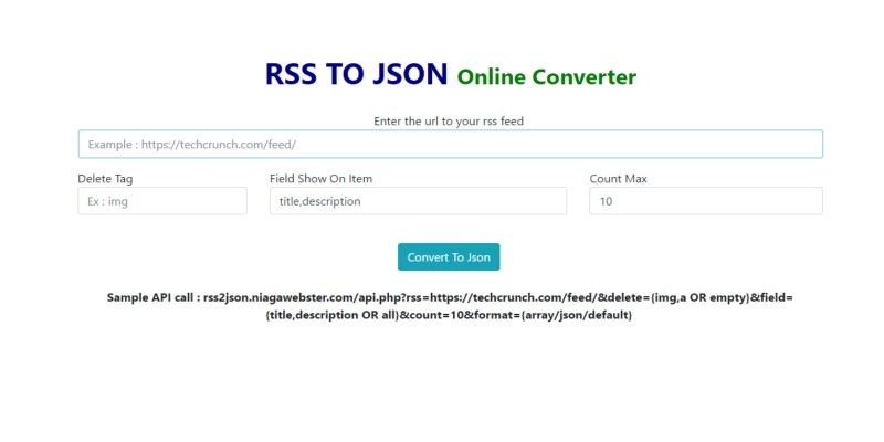 RSS To JSON Converter PHP