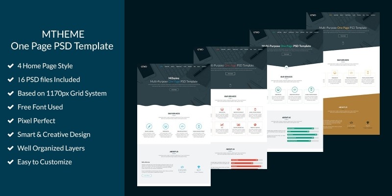 MTheme - Multi-Purpose One Page PSD Template