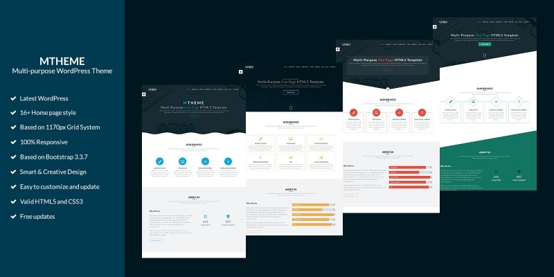 MTheme -  One Page Multipurpose Wordpress Theme