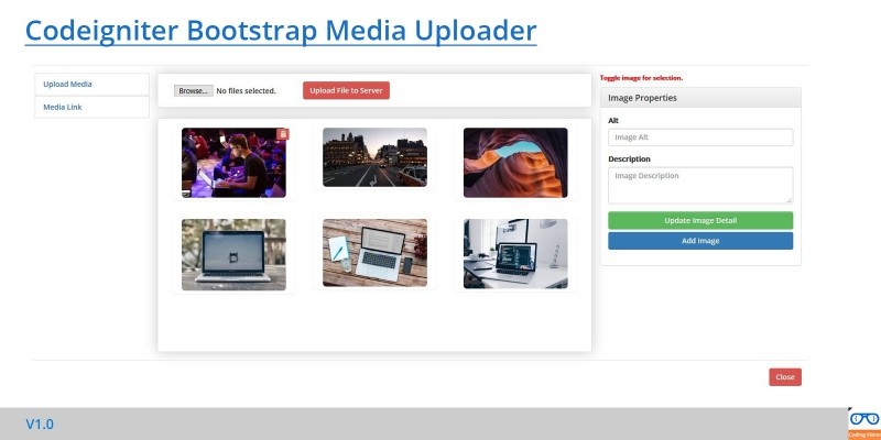 Codeigniter Bootstrap Upload Manager