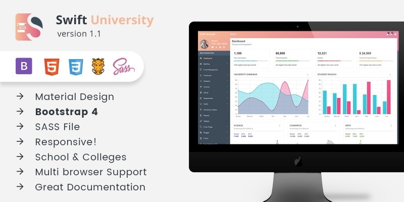 Swift University - Bootstrap 4 Dashboard Template
