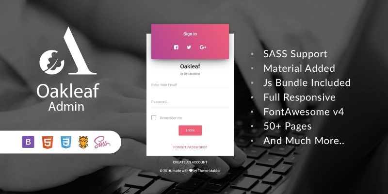 Oakleaf Admin - Bootstrap HTML5 With SASS 
