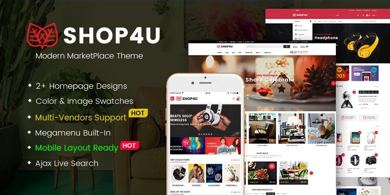 Shop4U - Modern MarketPlace WordPress Theme