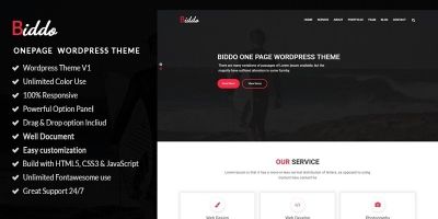 Biddo - One Page Portfolio WordPress Theme