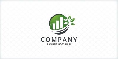 Green Growth Bar Chart - Logo Template