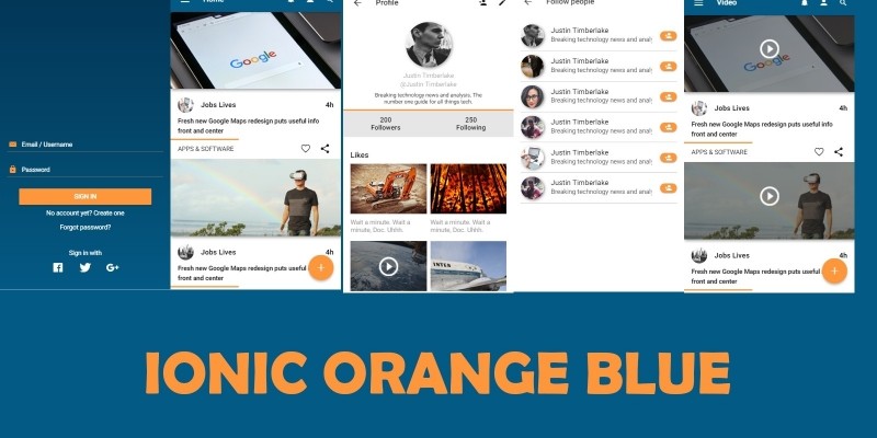 Ionic App Theme Blue Orange