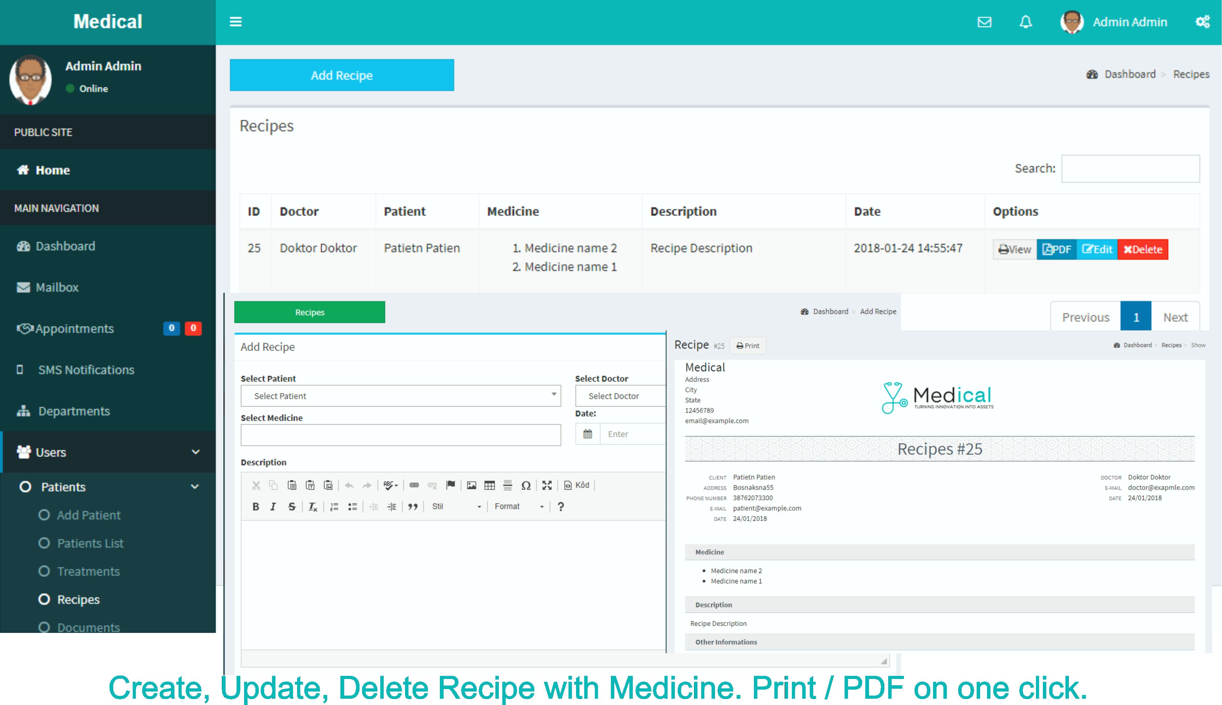 hospital management system project in php pdo