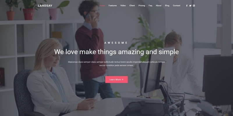 Landsay - Responsive  Landing Page Template