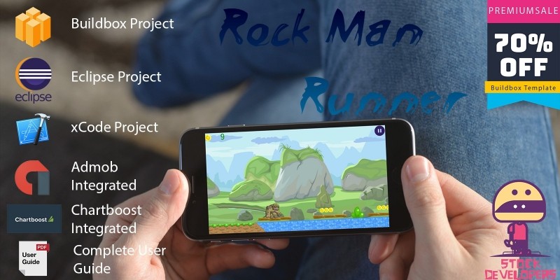 Rock Man Runner - Buildbox Template