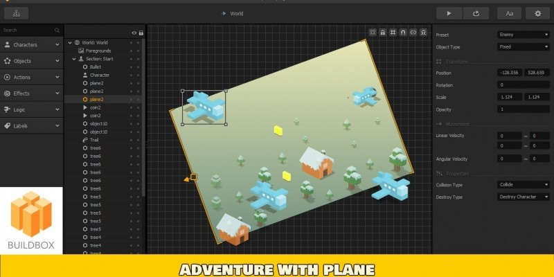 Adventure With Plane - Buildbox Template
