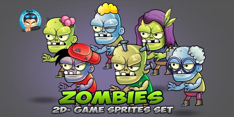 6 Zombies Game Sprites Set