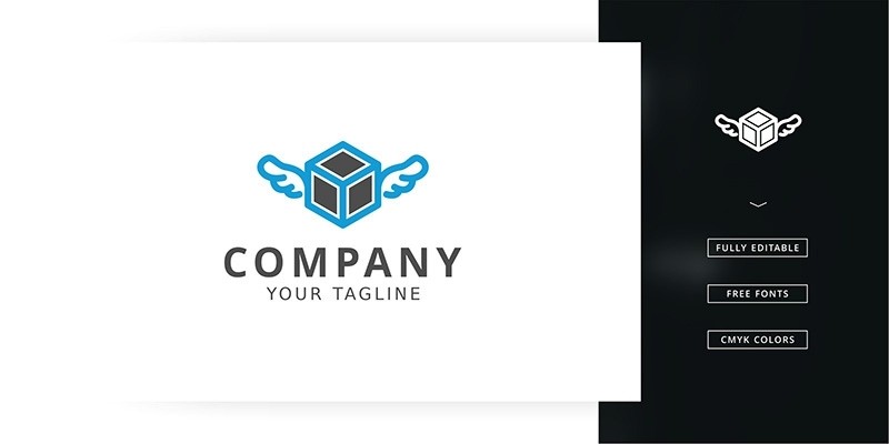 Flying Cube Logo Template