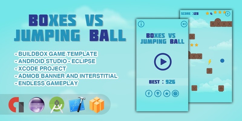 Boxes Vs Jumping Ball - Buildbox Game Template