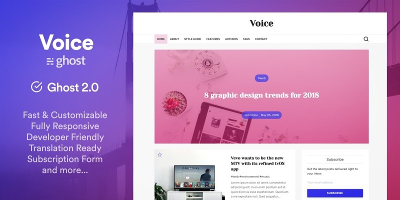Voice - News And Magazine Ghost Theme