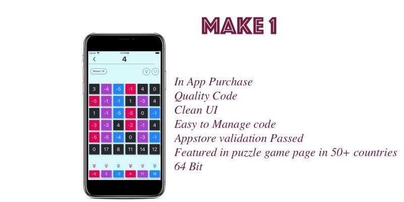 Make 1 Number Puzzle Game iOS