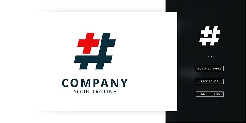 Hastag Plus Logo Template