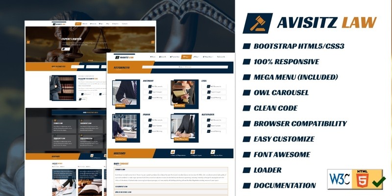 Avisitz Law - Lawyer HTML5 Template