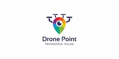 Camera Drone Point Logo