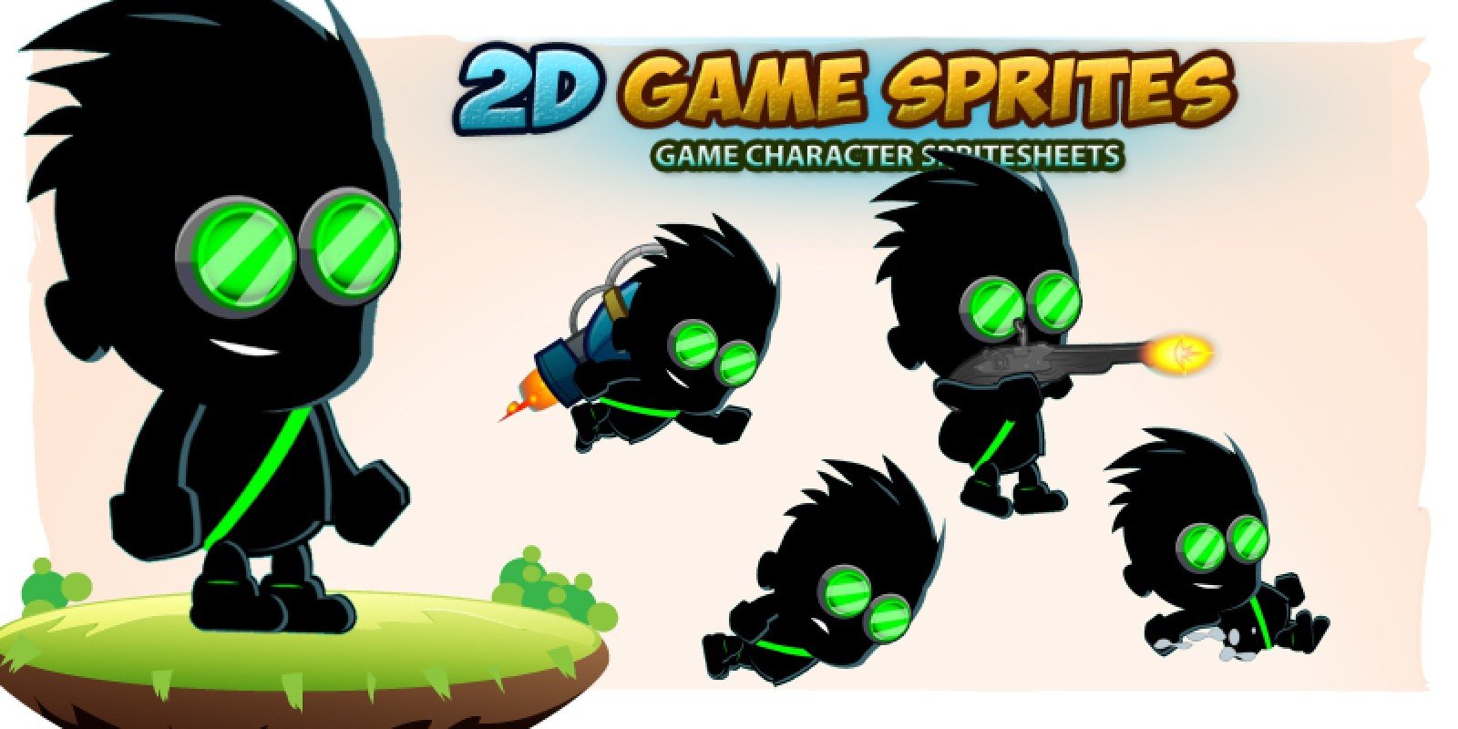 Shadow Ninja 2D Game Character Spri