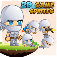 White Ninja 2D Game Sprites
