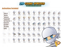 White Ninja 2D Game Sprites Screenshot 2
