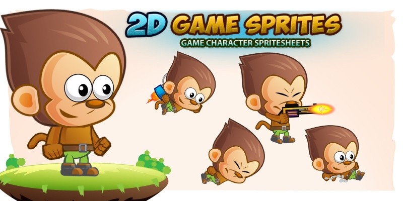 Monkey 2D Game Character Sprites