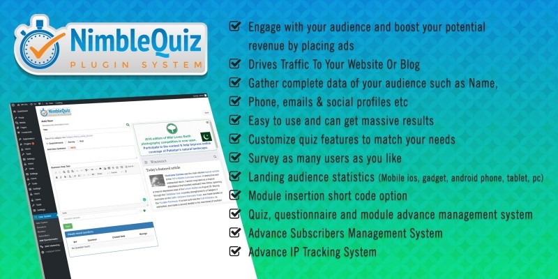 Nimble Wordpress Quiz System Plugin