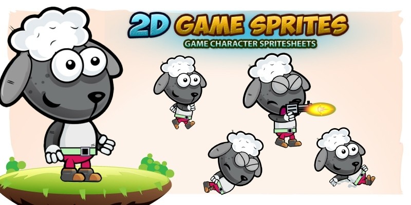 Sheep 2D Game Character Sprites