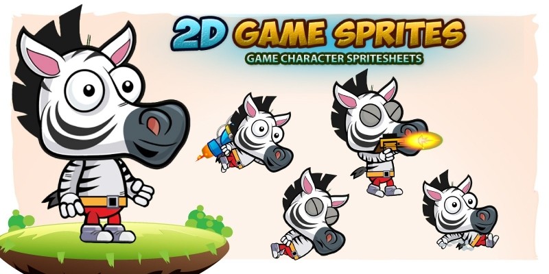 Zebra 2D Game Character Sprites