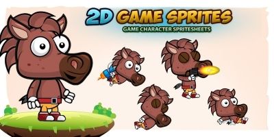 Horse 2D Game Character Sprites