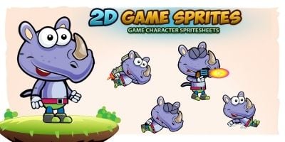  Rhino 2D Game Sprites