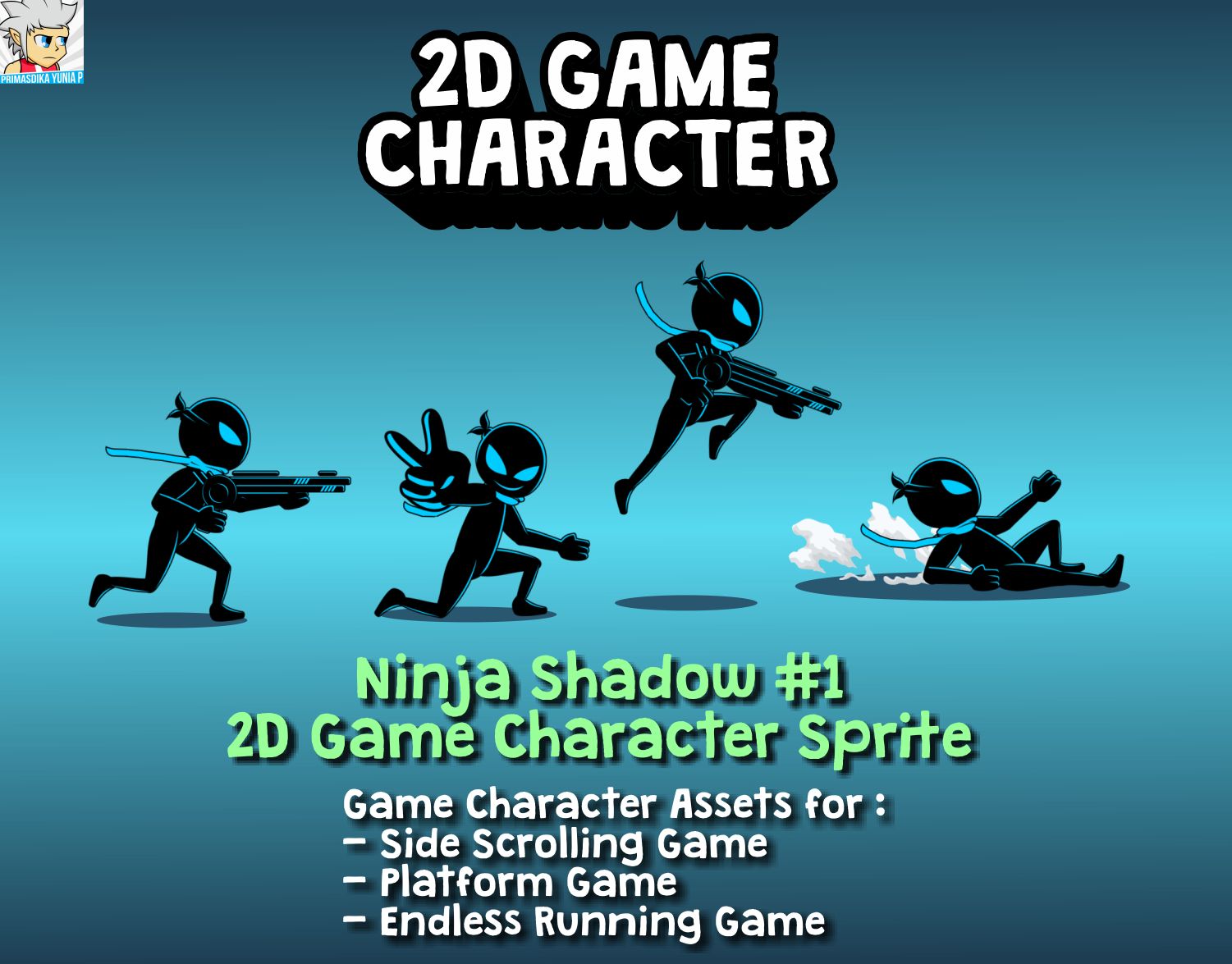 Shadow Ninja 2D Game Character Spri