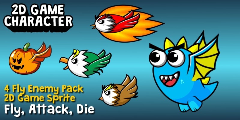 4 Fly Enemy Pack Game Sprite