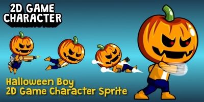 Halloween Boy 2D Game Character Sprite