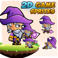 Wizard 2D Game Character Sprites