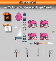 Geek Girl 2D Game Character Sprite Screenshot 3