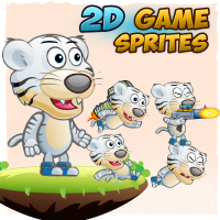 White Tiger 2D Game Character Sprites 