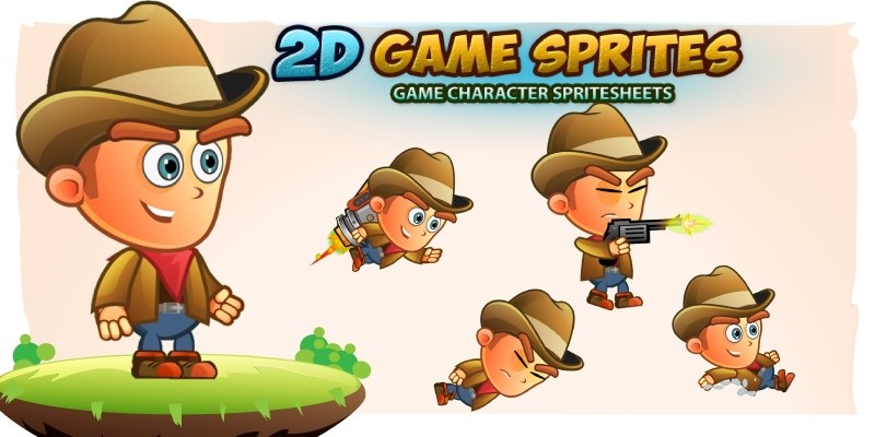 CowBoy 2D Game Character Sprites