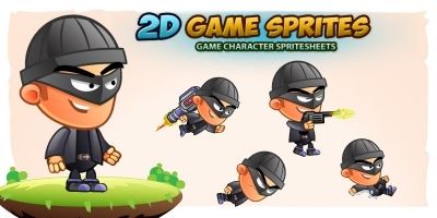 Bad Guy 2D Game Character Sprites