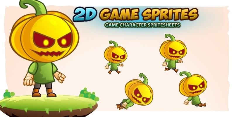 Pumpkins 2D Game Character Sprites