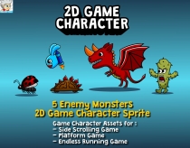 5 Enemy Monsters 2D Game Character Sprite Screenshot 1