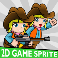 Cowgirl Cartoon 2D Game Character Sprite