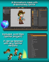 Cowgirl Cartoon 2D Game Character Sprite Screenshot 5
